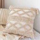 GobekUsa Boho Square Pillowcase with Embroidery & Tassel Detail for Living Room Sofa