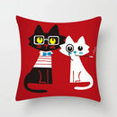 GobekUsa Hello Cat Pillow Cover - Modern Design for Home Decor - Cute & Cozy