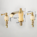 GobekUsa Golden Plated Bathtub Faucet with Jade Stone Handles - Solid Brass Mixer
