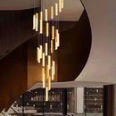Modern Crystal Stairwell Pendant Light in Iron