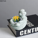 GobekUsa Cartoon Turtle Ceramic Vase for Table Decoration and Flowers Arrangement