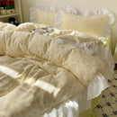 GobekUsa Korean Lace Bedding Set, Full Double Size, Washed Cotton, Soft Bedclothes