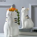 GobekUsa Cat Vase Porcelain Kitten Ornaments Flowerpot Handicrafts Home Decoration