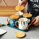 GobekUsa Japanese Style Ceramic Mug with Spoon and Lid