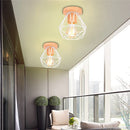 GobekUsa Iron Wood E27 Ceiling Light: Modern Nordic Mini Lamp for Living Room and Bedroom