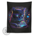 GobekUsa Black Cat Tapestry: Trippy Magic Crystal Ball Wall Art for Boho Home Decor