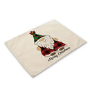 GobekUsa Christmas Linen Dining Table Mats - Festive Home Decor with Santa Claus Print
