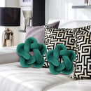 GobekUsa Green Star Knotted Lumbar Cushion - Handmade Stuffed Throw Pillow