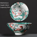 GobekUsa Blue & White Ceramic Kung Fu Tea Cup - Japanese Style Porcelain Sake Cups