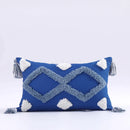 GobekUsa Boho Tufted Tassel Cushion Cover 45x45cm - Blue Pink Cotton Throw Pillow Cover