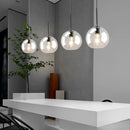 Smoky Gray Glass Globe Pendant Light With Iron Finish