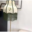 GobekUsa Japanese Camellia Flower Jacquard Bell Lamp Shade with Tassels
