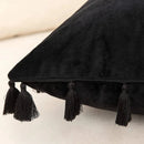 GobekUsa Black Velvet Tassel Fringe Throw Pillow Cover for Bed Sofa Couch