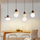 GobekUsa LED Pendant Lamp with Wood Canopy & White Glass Chandelier - Yellow Travertine Kitchen Bedroom Lighting