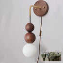 GobekUsa Adjustable LED Wall Light White Glass Walnut Wood Bar Living Room Mirror Lamp