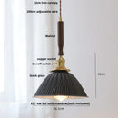 GobekUsa Amber Glass LED Pendant Lamp with Walnut Wood Accent - Modern Nordic Hanging Light
