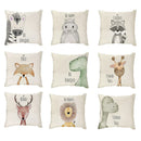 GobekUsa Cartoon Animal Linen Pillowcase | Home Decor Throw Pillow Covers for Sofa
