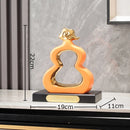 GobekUsa Gold Gourd Ceramic Sculpture Desk Decor Porcelain Crafts Room Ornaments