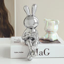 GobekUsa Electroplated Rabbit Sculpture Set, Home Office Decor, Living Room Animal Statue