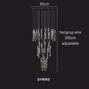 GobekUsa Crystal Chrome LED Chandelier: Luxury Duplex Stair Loft Pendant Light for Living Room