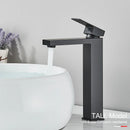 GobekUsa Black Brass Square Basin Faucet: Bathroom Washbasin Mixer Tap, Single Handle Tall Model.