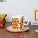 GobekUsa Cat & Bread Pattern Ceramic Cup 200ml Coffee Mug Tea Afternoon Teacup Juice Mug