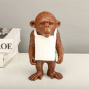 GobekUsa Gorilla Sculpture Resin Figure Monkey Statue Home Decor Living Room Figurine Craft