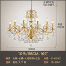 GobekUsa Gold Brass Crystal Chandelier for Living Dining Bedroom, Retro Candle Lights Pendant Lamps