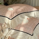 GobekUsa French Lace Ruffles Lattice Bedding Set 1000TC Egyptian Cotton Duvet Cover Sheets Pillows