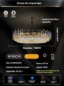 GobekUsa Gold Crystal Ceiling Chandelier: Luxury Modern LED Pendant for Home Décor