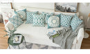GobekUsa Embroidered Blue Cotton Canvas Cushion Cover for Home Decor