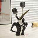 GobekUsa Elegant Dames Ceramic Vase Figure Flower Pot Desk Decoration Room Decor
