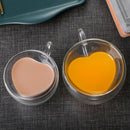 GobekUsa Heart-Shaped Glass Coffee Cup - Double Bottom Glass Mug for Drinks