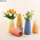 GobekUsa Gradient Ceramic Vase Cylinder Desk Decoration Floral Vases Modern Room Decor