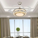GobekUsa Gold Crystal Retractable Blades Modern LED Ceiling Fan 42" Smart Lightning