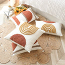 GobekUsa Gematric Tufted Burnt Orange Half Circle Cushion Cover for Living Room