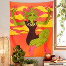 GobekUsa Cactus Girl Tapestry Wall Hanging 60s Flower Psychedelic Retro Boho Decor
