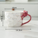 GobekUsa Bowknot Handle Porcelain Coffee Mug Set - Pearl Glazed Tea Cup Juice Cup