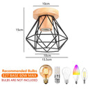 GobekUsa Iron Wood E27 Ceiling Light: Modern Nordic Mini Lamp for Living Room and Bedroom
