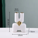 GobekUsa Gold Geometry Ceramic Vase Desk Decoration Modern Floral Room Decor Vase