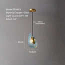 GobekUsa Blue Glass Luxury Brass Ceiling Pendant Light - Creative Flower Design