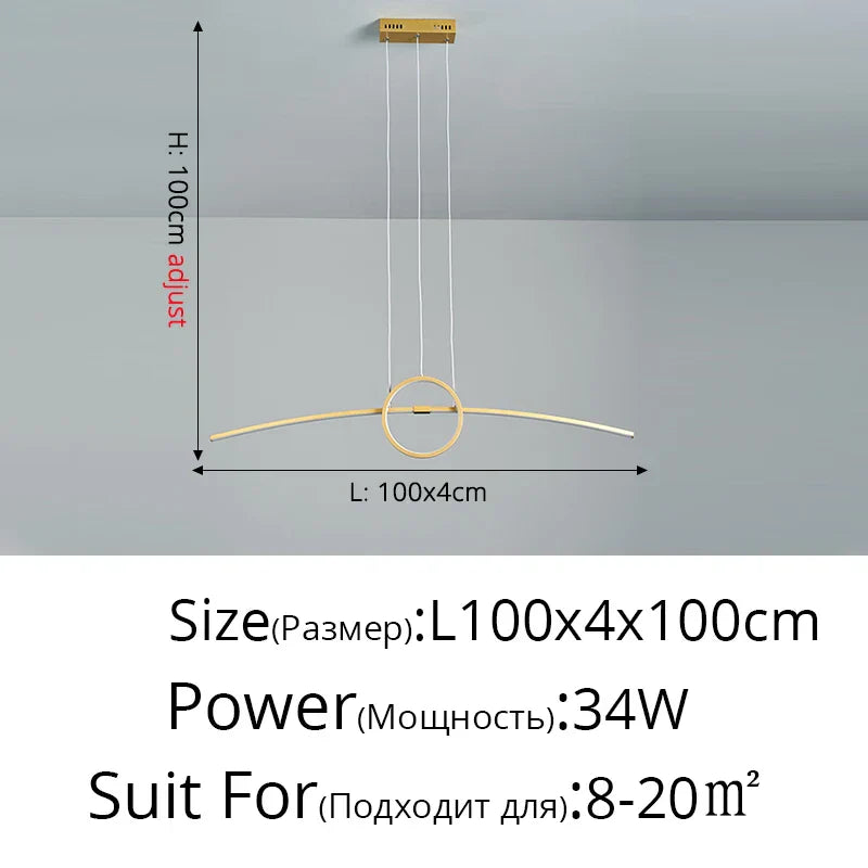 GobekUsa LED Ceiling Chandelier: Modern Minimalist Kitchen Dining Table Lighting, photo 10 of 12