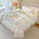 GobekUsa Korean Princess Style Quilted Bedding Set with Lace Ruffles 200x230cm