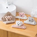 GobekUsa Cartoon Bear Coral Velvet Hand Towel - Soft Microfiber for Kitchen & Bathroom