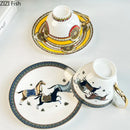 GobekUsa Bone Porcelain Coffee Mug Cup Saucer Set for Dining Table Tea Fruits Juice