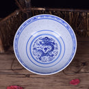 GobekUsa Dragon Pattern Blue and White Porcelain Ramen Soup Bowl