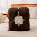 GobekUsa Luxe Faux Fox Plush Blanket: Thick, Warm, Soft Sofa Cover - High-Quality Solid Color