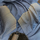 GobekUsa 1000TC Cotton Embroidery Luxury Bedding Set in Blue White Champagne