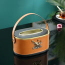 GobekUsa Brown Leather Desktop Storage Basket and Tissue Box