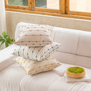 GobekUsa Cotton Stripe Jacquard Cushion Cover Set: Blue Yellow Grey Pink Beige Black